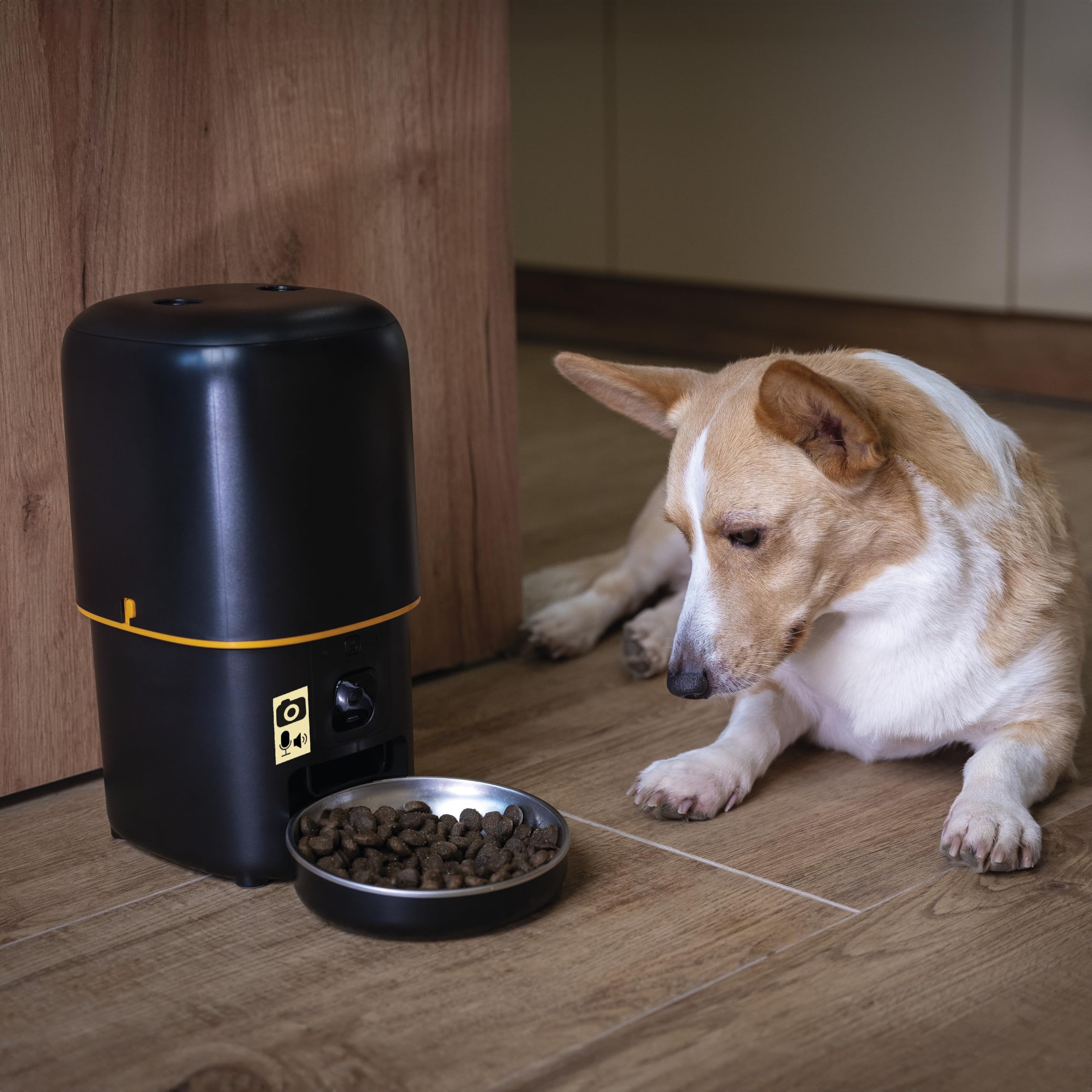 EMOS - GoSmart Mangiatoia automatica da 4 l con fotocamera - Distributore di cibo WLAN Pet Care con app - Cibo secco per gatto e cane con programmazione, registrazione vocale, dosaggio da 1 a 12 pasti
