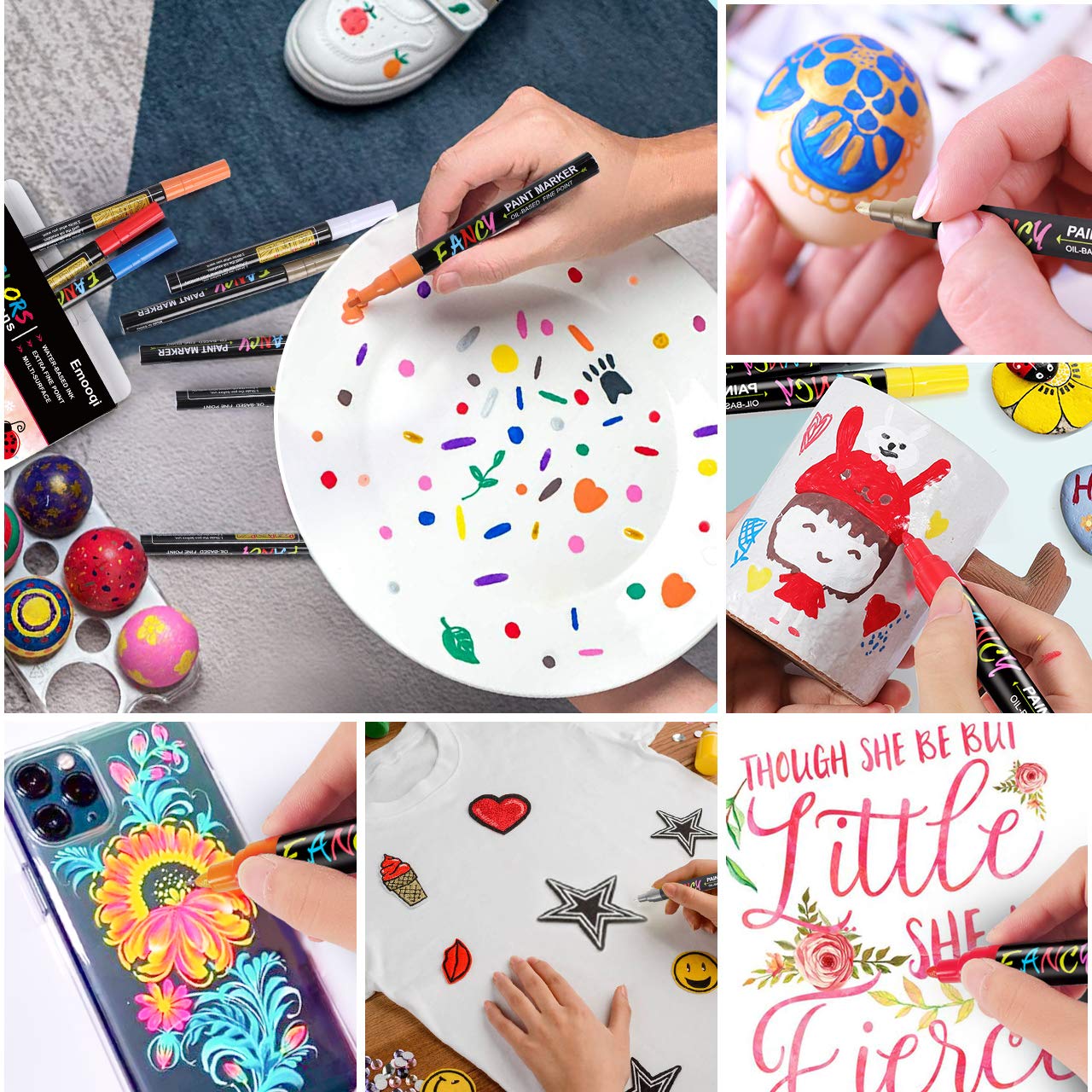 Emooqi - Pennarello per pittura acrilica, impermeabile, permanente, 24 colori, penne acriliche a base di olio ad asciugatura rapida, per pietra, ceramica, metallo, legno, uovo di Pasqua