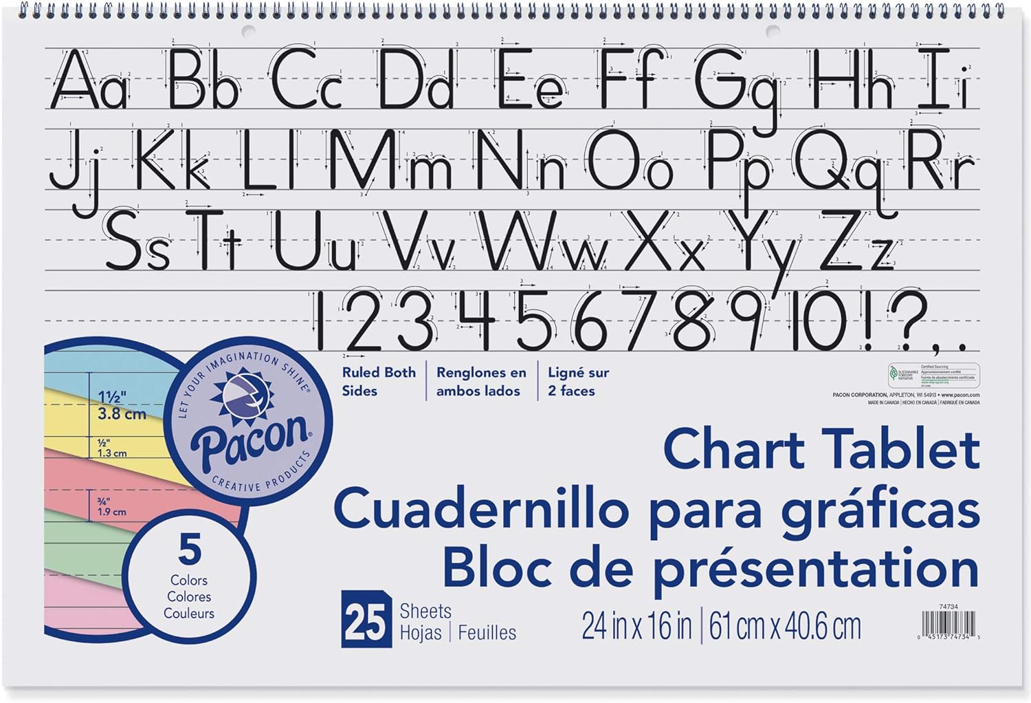 School Smart - 85327 Chart Tablet, 24 x 32 Inches, 1 Inch Rule, 25 Sheets & Pacon Chart Tablet, 24 x 16 Inches, 1-1/2 Inch Ruled Long Way, 25 Sheets : Everything Else