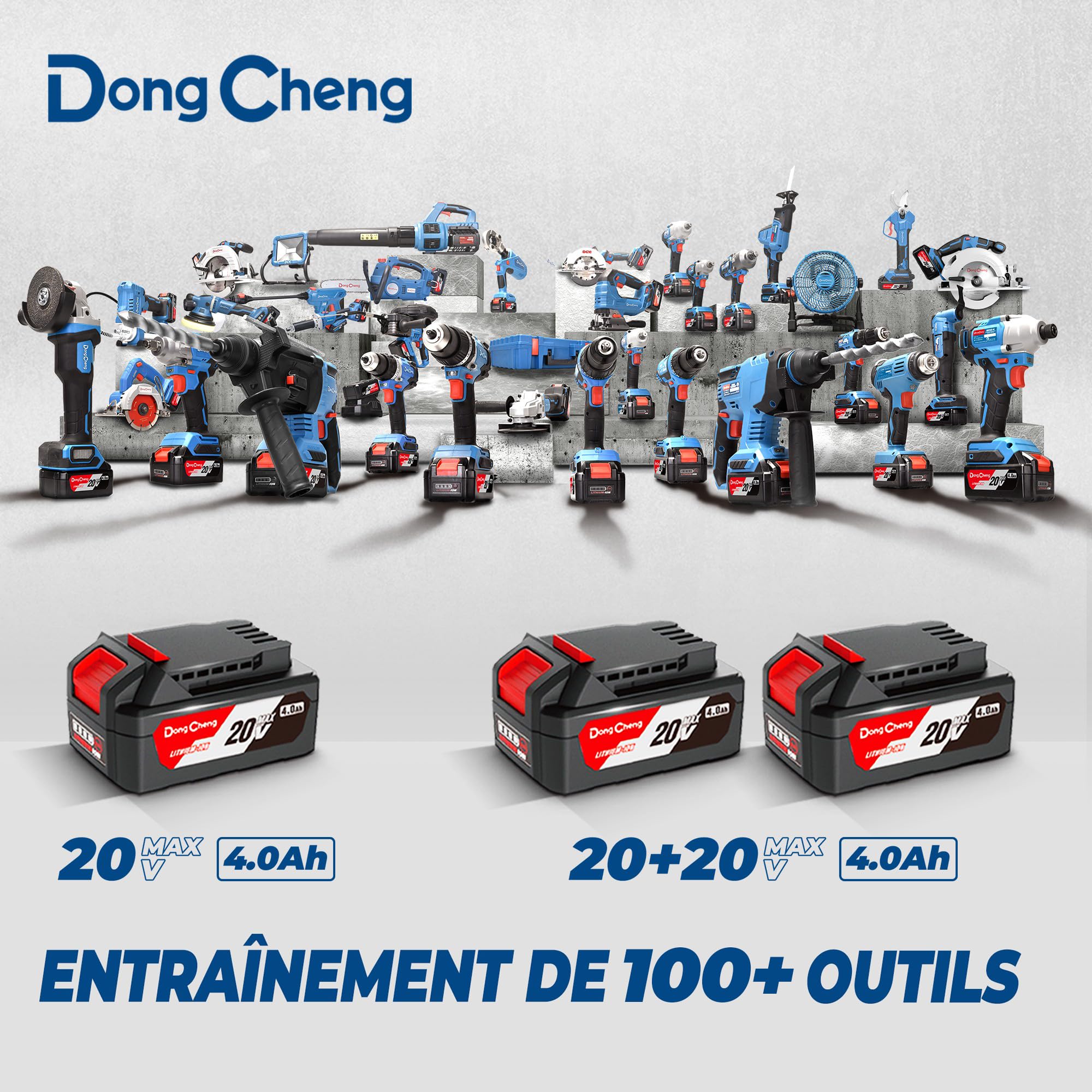 Dong Cheng Tronçonneuse sans fil 40V, Tronçonneuse à Batterie 38 cm de longueur de coupe, Moteur sans balais 14 m/s vitesse de coupe, fournie avec 2 batteries 4,0 Ah et Chargeur