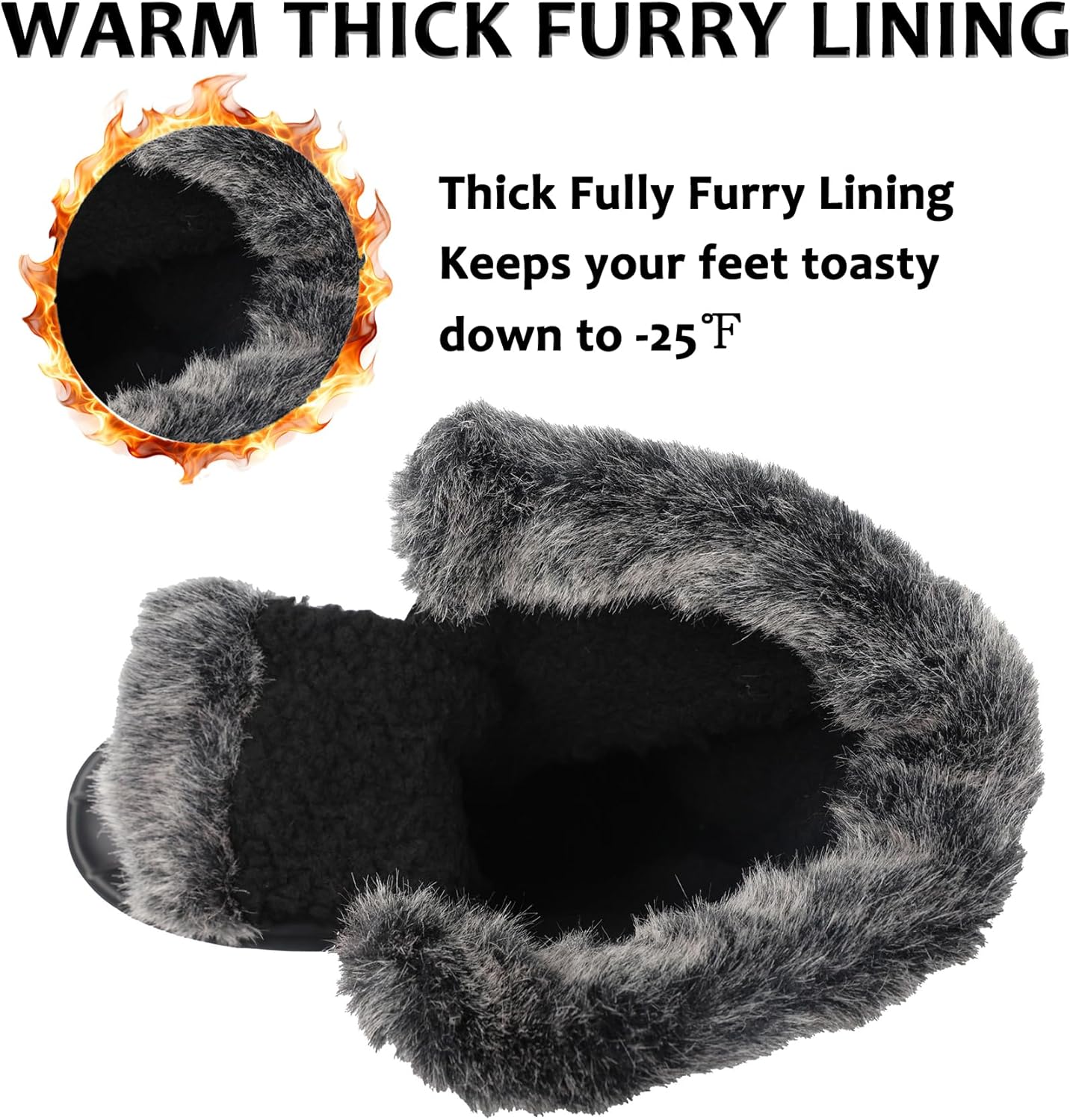 Knixmax Women's Winter Snow Boots Waterproof Mid Calf Booties Fur Lined Warm Outdoor Insulated Mucker Yard Skiing Hiking Boots for Women Size 6-11 - Image 6