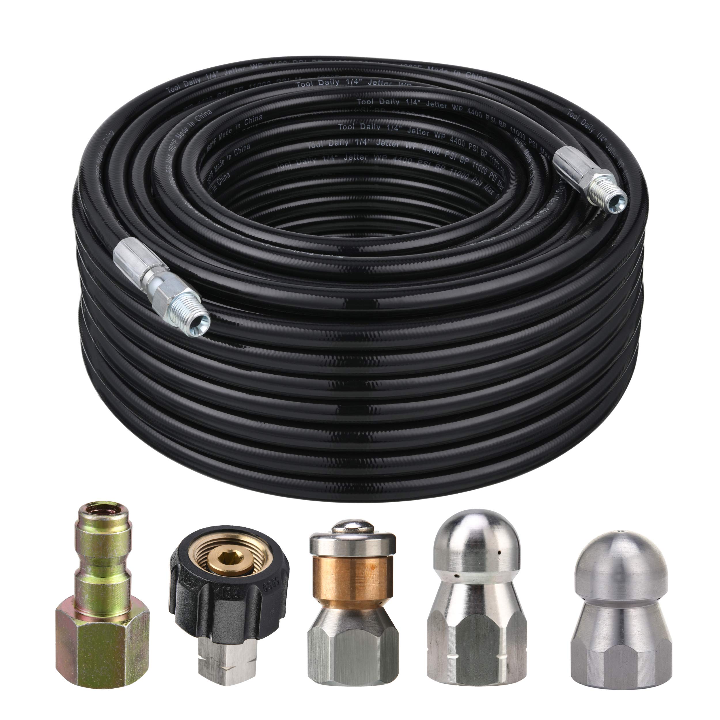 Buy Tool Daily Sewer Jetter Kit for Pressure Washer, 100 FT Hose, 1/4