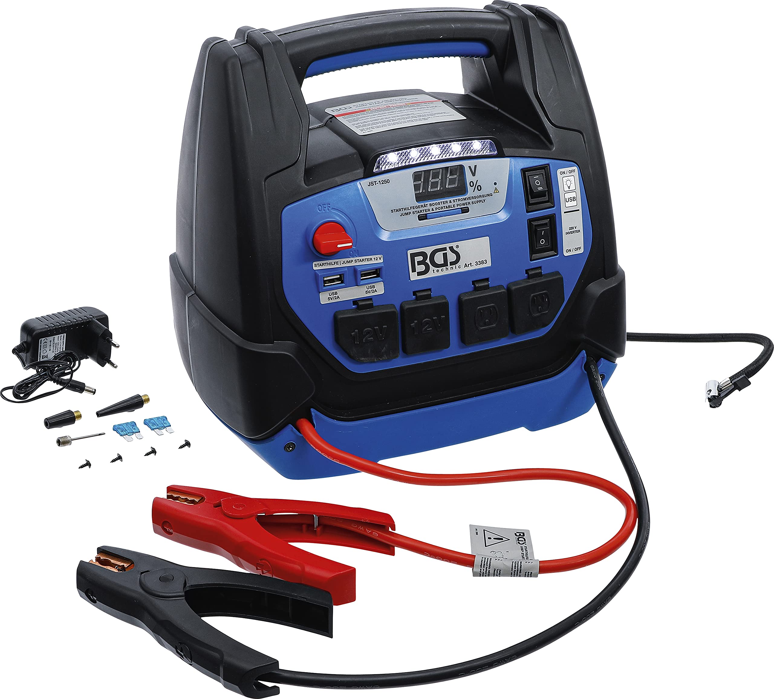 BGS 3383 | Multifunktions-Starthilfegerät & Mobile Stromversorgung | 5-in-1 | 18 Ah | Starthilfe Powerbank, Tragbare Auto Batterie Booster