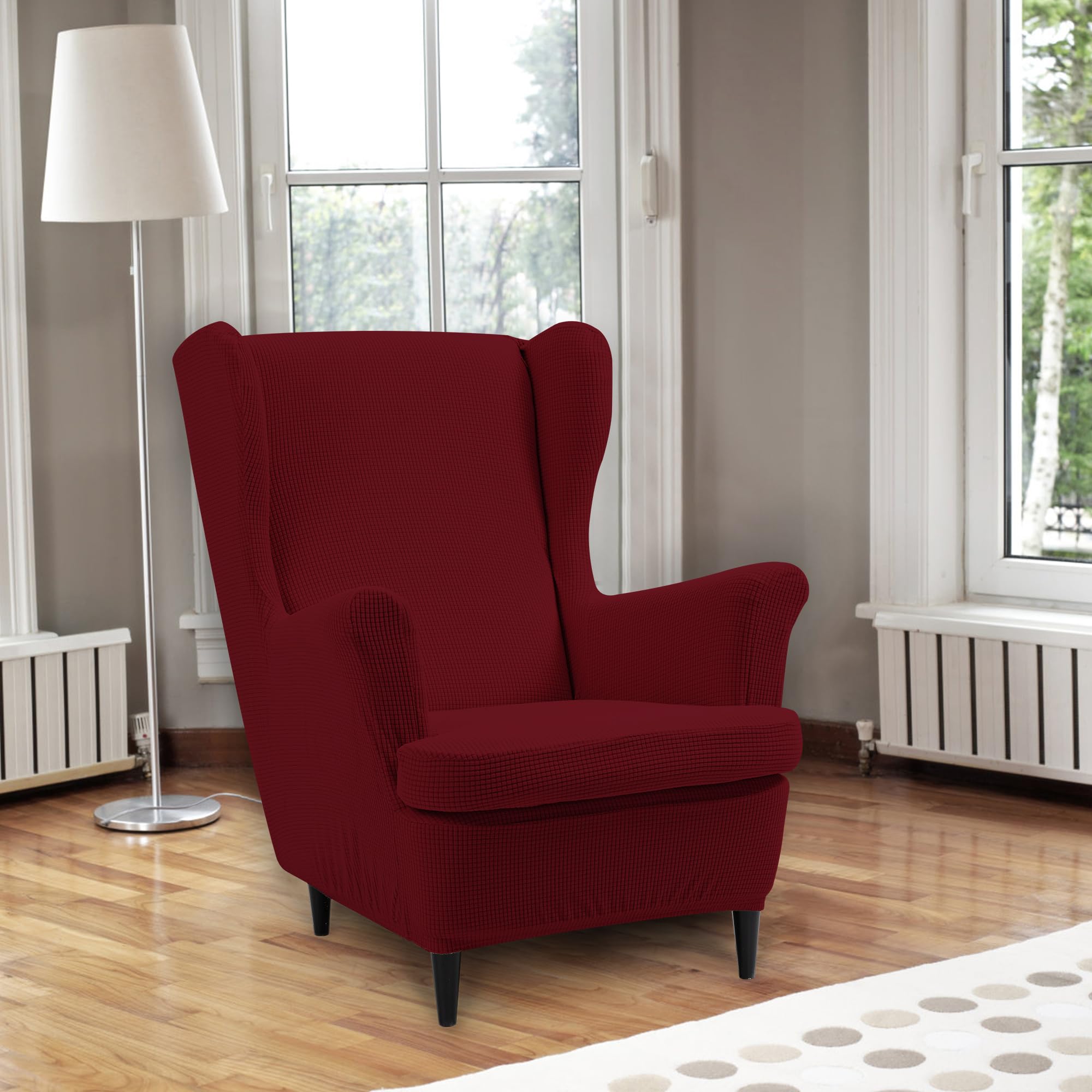 ウィングチェアカバー 肘付き 椅子カバー 縦横弾力 ストレッチ