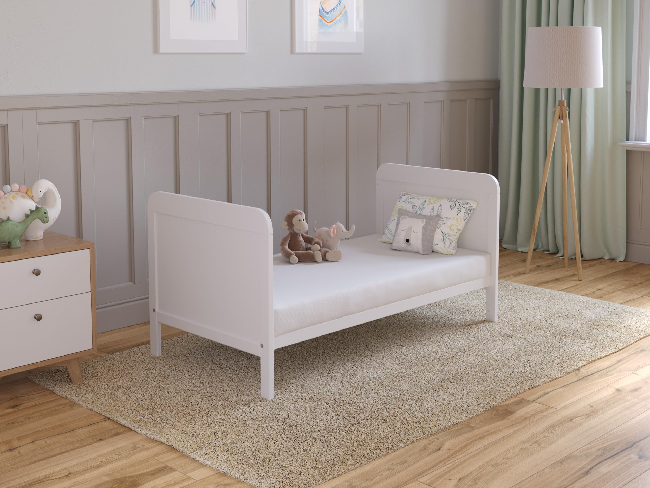 Love For Sleep Lit Bebe Evolutif avec Matelas - Lit Bebe 120x60 cm Bois avec Matelas - Lit Bébé Lit Bois Blanc, Lit Bébé Set Complet Lit Evolutif Bebe