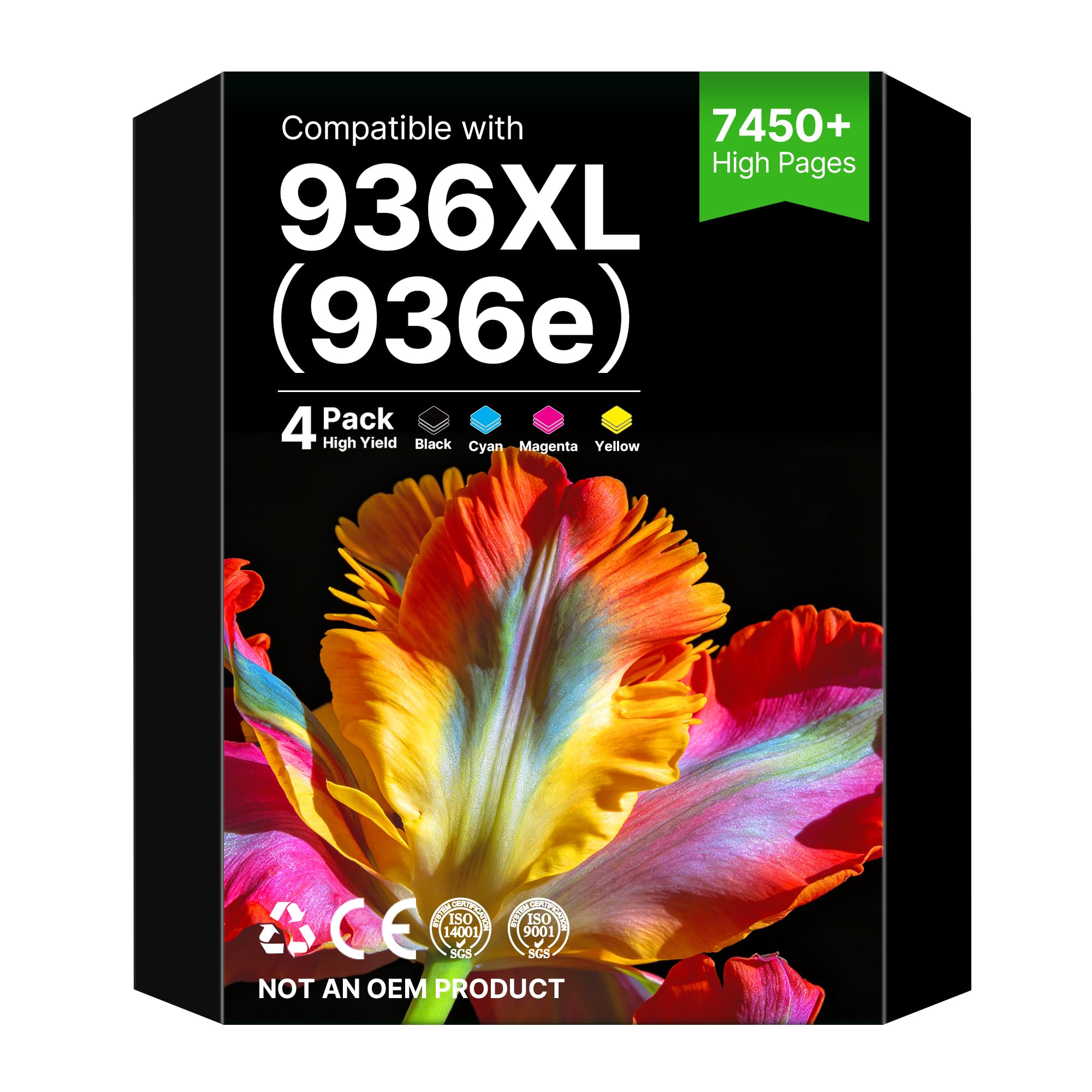 Photo 1 of 936XL 936e 936 Ink Cartridges for HP Printers Replacement for HP 936 Ink Cartridges Combo Pack Work for HP OfficeJet Pro 9125e 9135e 9720e 9730e 9120e 9130e 9130b Printer 4-Pack High Yield 6C3Z5LN