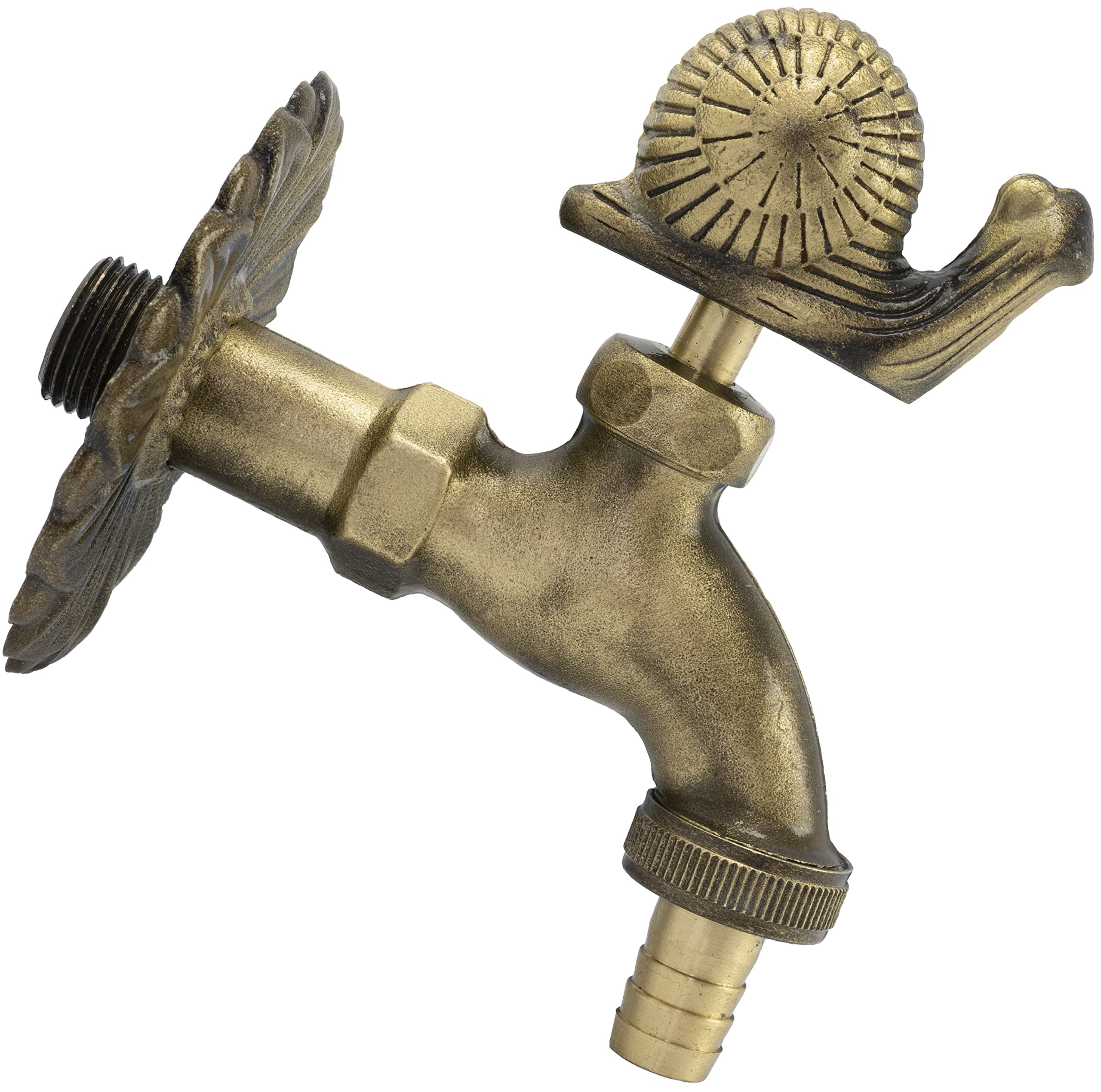 AERZETIX - Cannelle Murale Robinet d'Évier 1/2'' Escargot à Manette Antique Rétro Décorative - Fontaine Ornement Salle de Bain Vintage Robinetterie Jardin - en Laiton Vieilli