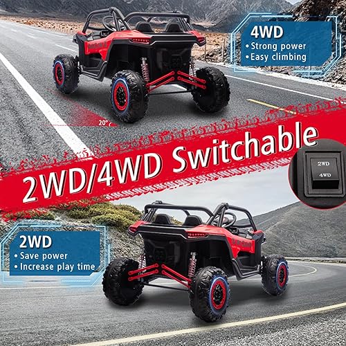 Miniatura 3 de FINITO Vehículo eléctrico de 24 V UTV de 2 plazas 4WD para niños con potentes motores con control remoto para padres, neumáticos de goma EVA,