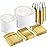 bUCLA 600Pcs White and Gold Plastic Plates - Gold Disposable Dinnerware Set for 100 Guests Include 100 Dinner & 100 Dessert Plates, 100 Cups, 100 Forks, 100 Spoons, 100 Knives for Party