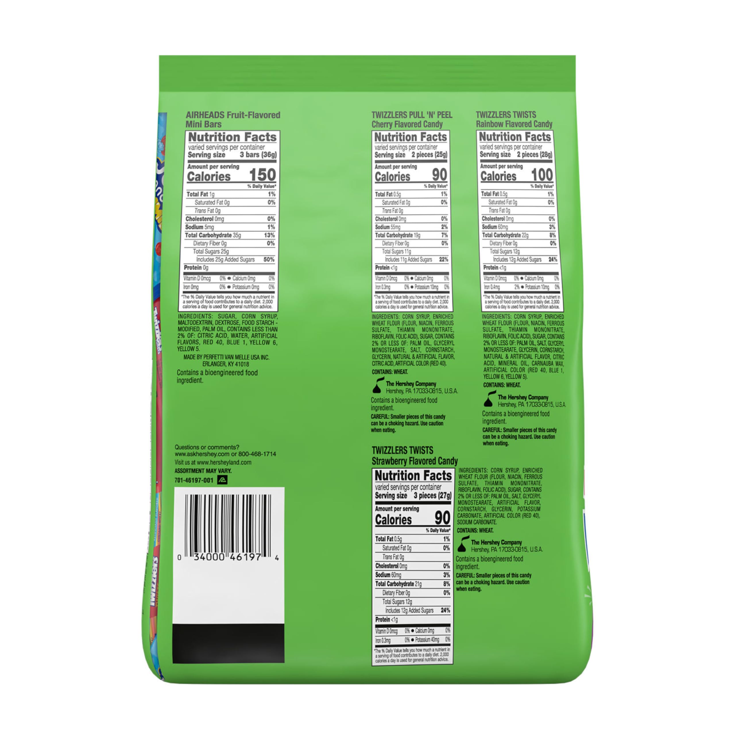 JOLLY RANCHER, TWIZZLERS, and AIRHEADS Assorted Fruit Flavored, Easter Candy Bulk Bag, 42.84 oz (135 Pieces)