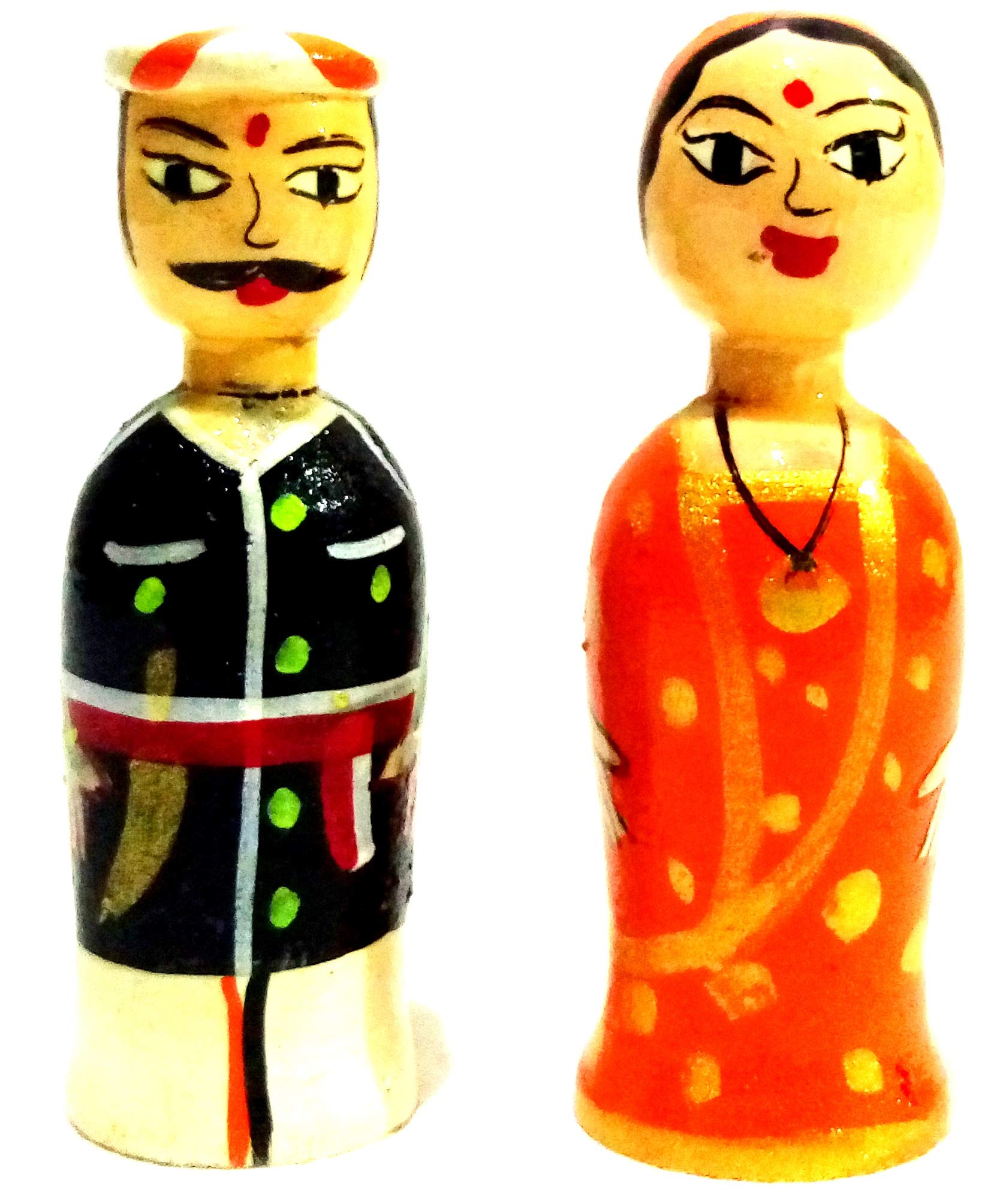Crafts India Handcrafted channapatna Wooden Minature Colorful Coorgi Couple Dolls , 1 Sets - 6 cms (B07W1FVQFB) Amazon Price History, Amazon Price Tracker