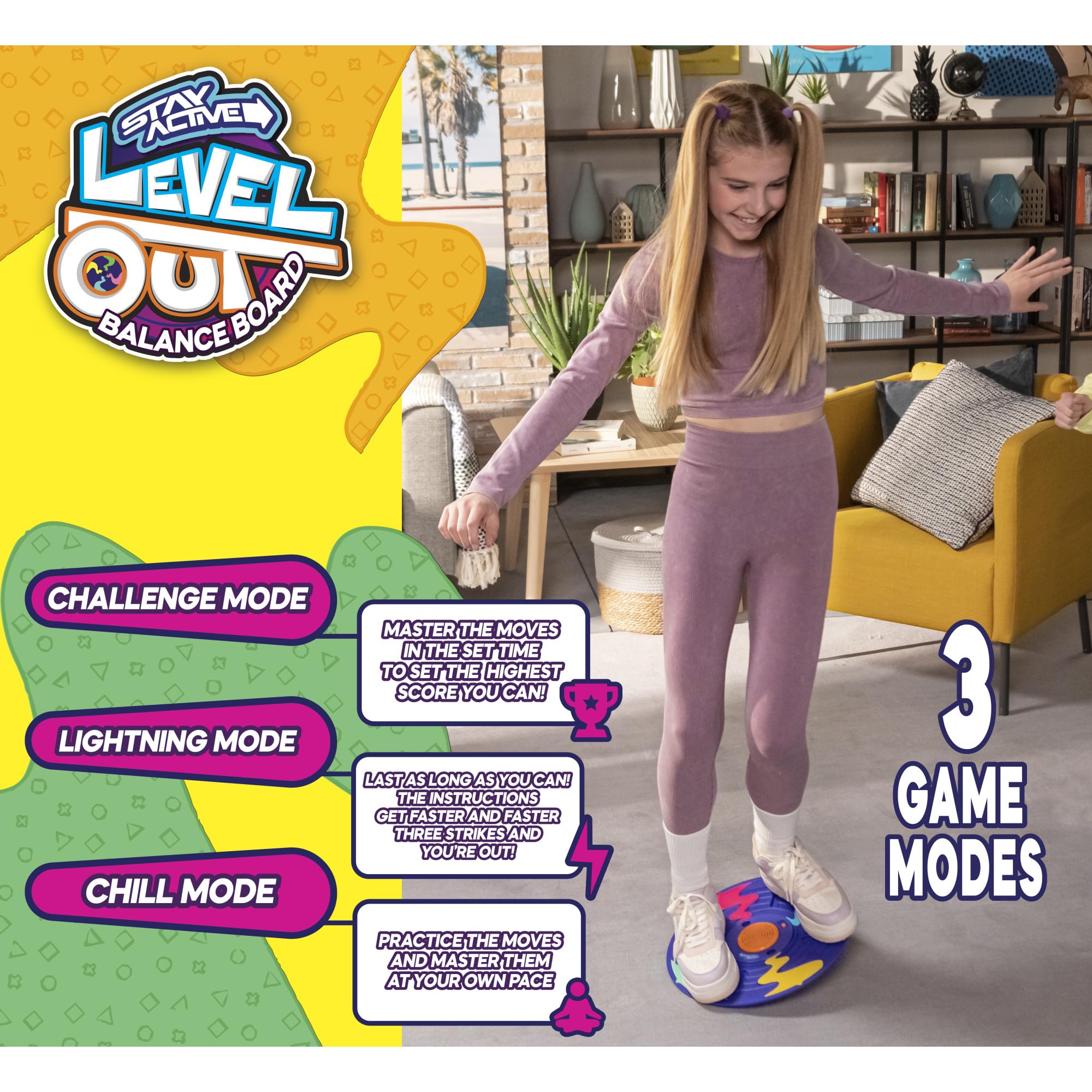 Tabla de equilibrio Stay Active Level Out, gran diversión activa para toda la familia, juego electrónico con sonidos