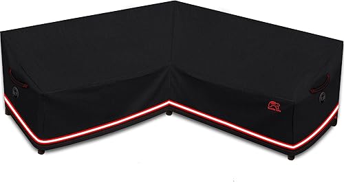 Funda para sofá modular de patio, resistente a los rayos UV, resistente al agua, antidecoloración, en forma de V, color negro, 90 pulgadas de largo