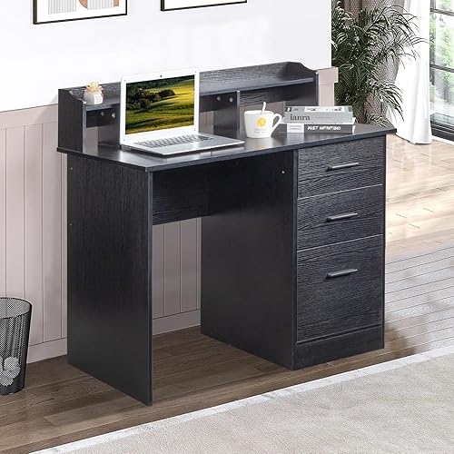 Miniatura 2 de Escritorio de oficina en casa - Escritorio para computadora con cajones - Escritorio ejecutivo con estantes - Escritorio de lectura y escritura -