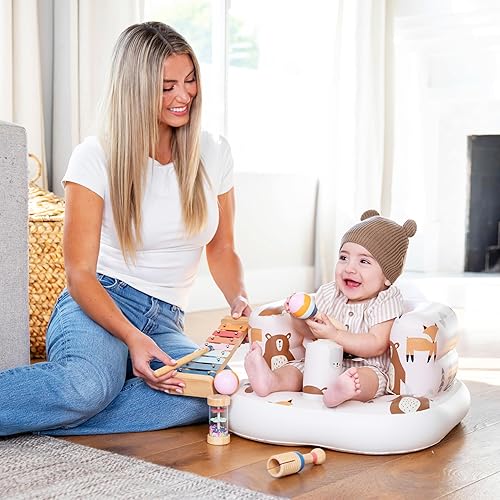 Miniatura 2 de Silla inflable para bebé con arnés de seguridad, bomba integrada y base antideslizante, asiento infantil para sentarse durante 3 a 36 meses, silla