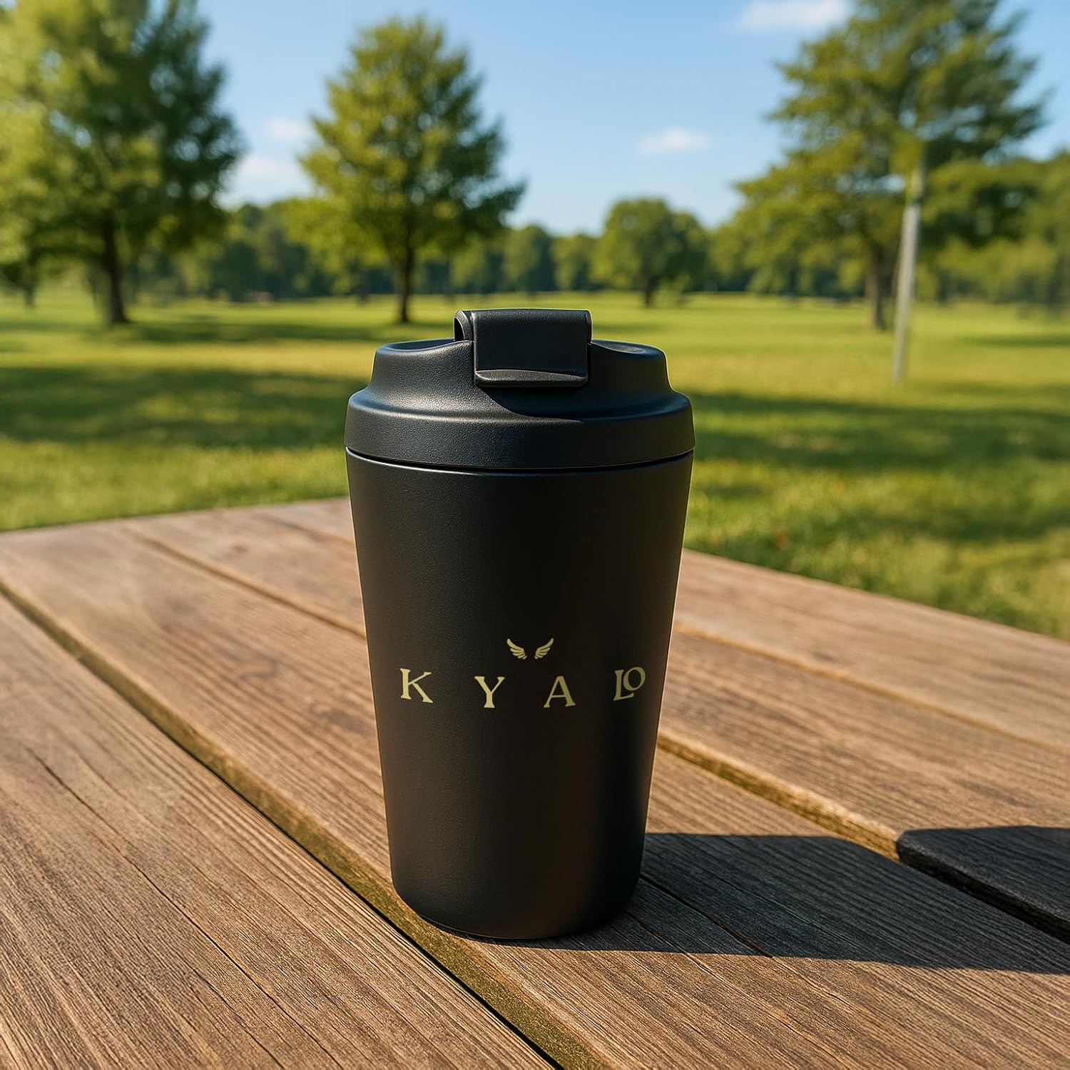 12oz Insulated Coffee Mug with Lid- Stainlees Steel Travel Tumbler, Double Wall, Matte Black - Image 5