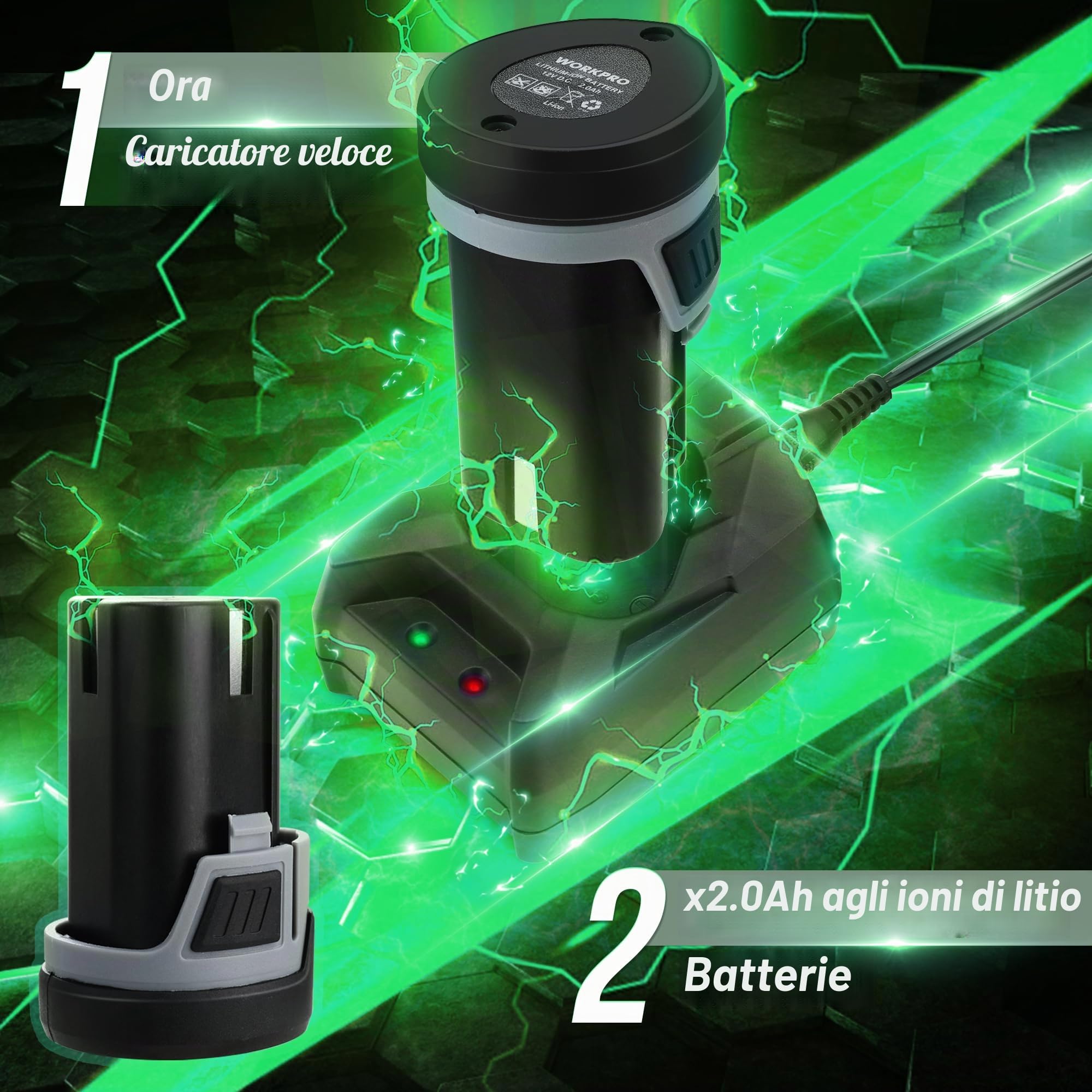 WORKPRO Lucidatrice a Batteria 12V 150mm, Kit di Lucidatura per Auto con 2 Batterie da 2,0ah, 2800-5500 Giri/Min, 1 Ora di Ricarica Rapida, 1 Borsa per Attrezzi e 23 Accessori