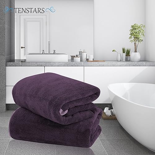 Vista 89 de TENSTARS - Toallas de mano para baño con dobladillo de seda, secado rápido, toalla absorbente de microfibra ultrasuave para baño, fitness, gimnasio