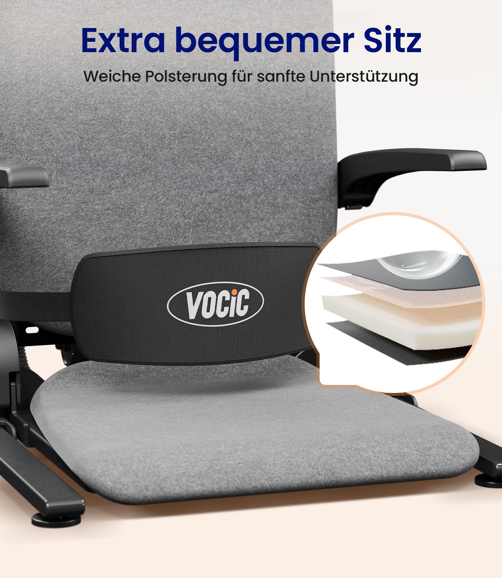 VOCIC AX15 Elektrischer Aufstehsessel bis 200 kg, robust und faltbar | Senioren Pflege Zuhause, Aufstehhilfe Sturzrisiko, Transfer Bett Rollstuhl, Stahlrahmen Memory-Schaum Grauer Stoffbezug