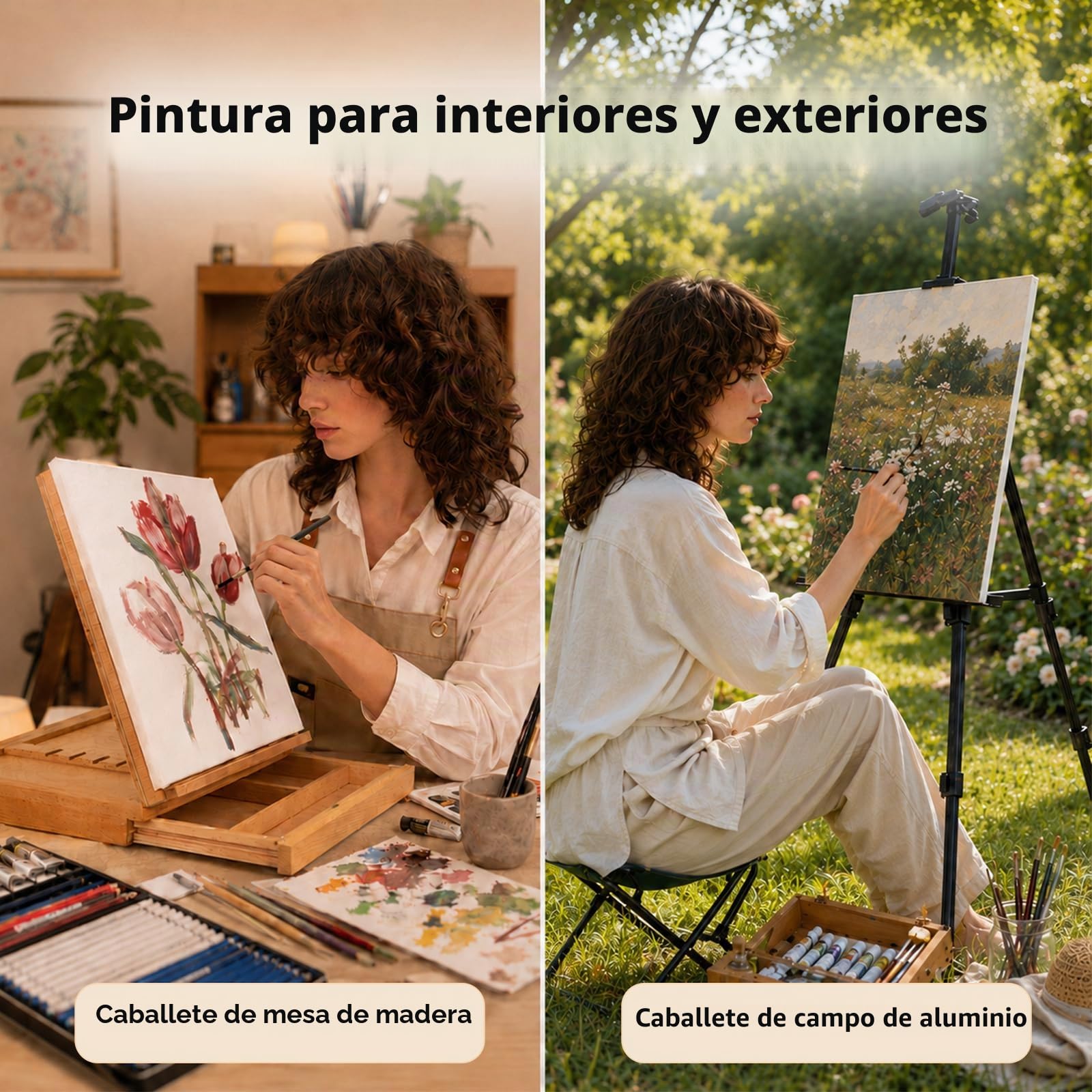 DJAR Set de Pintura Completo 174 Piezas con Caballete de Mesa, Kit Definitivo de Acrílico, Acuarela y Óleo, 96 Colores para Principiantes, Profesionales y Artistas