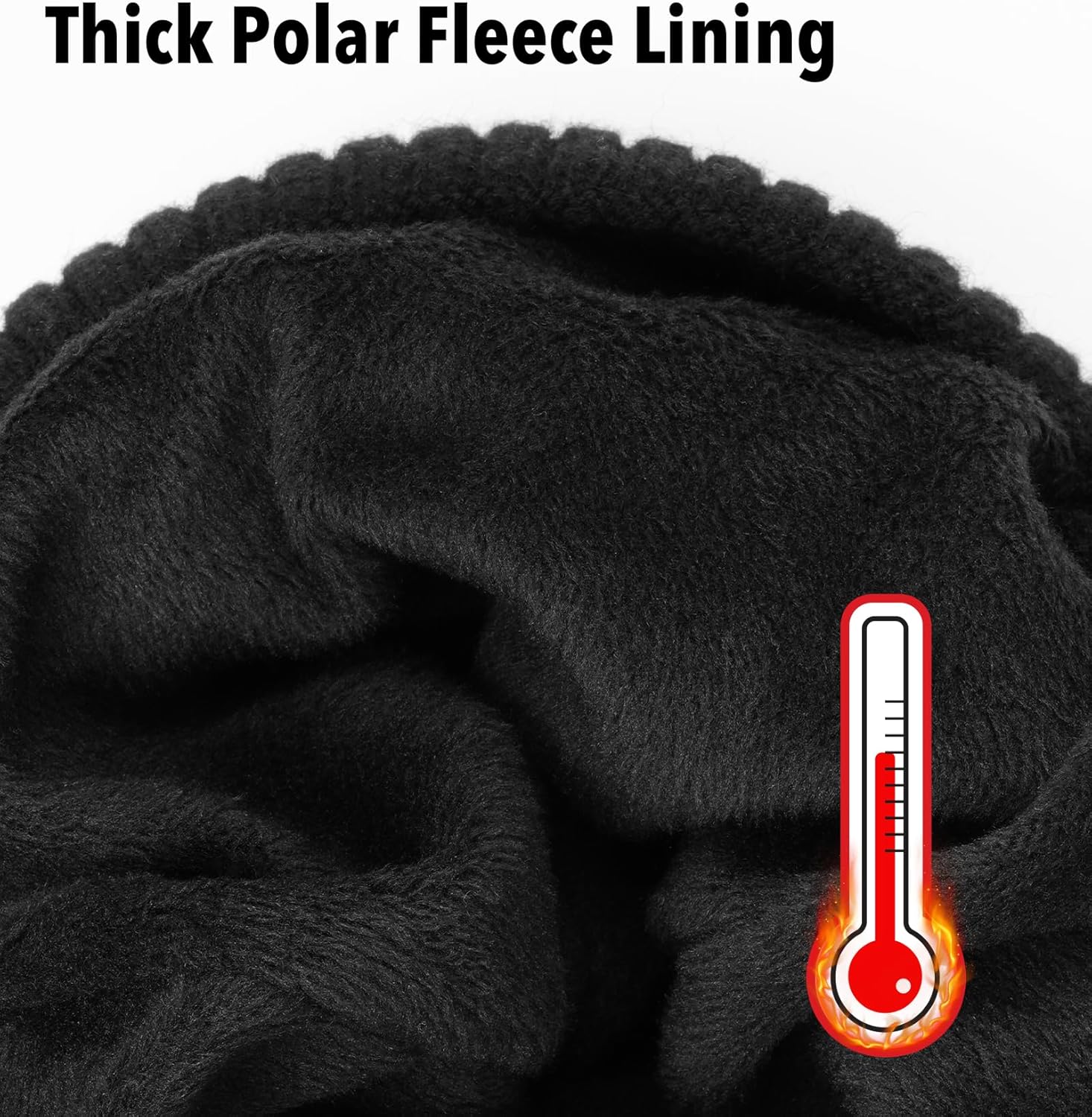 Wmcaps Winter Fleece Lined Beanie for Men Women, Warm Knit Hat Thermal Stocking Cap with Reflective Logo - Image 2