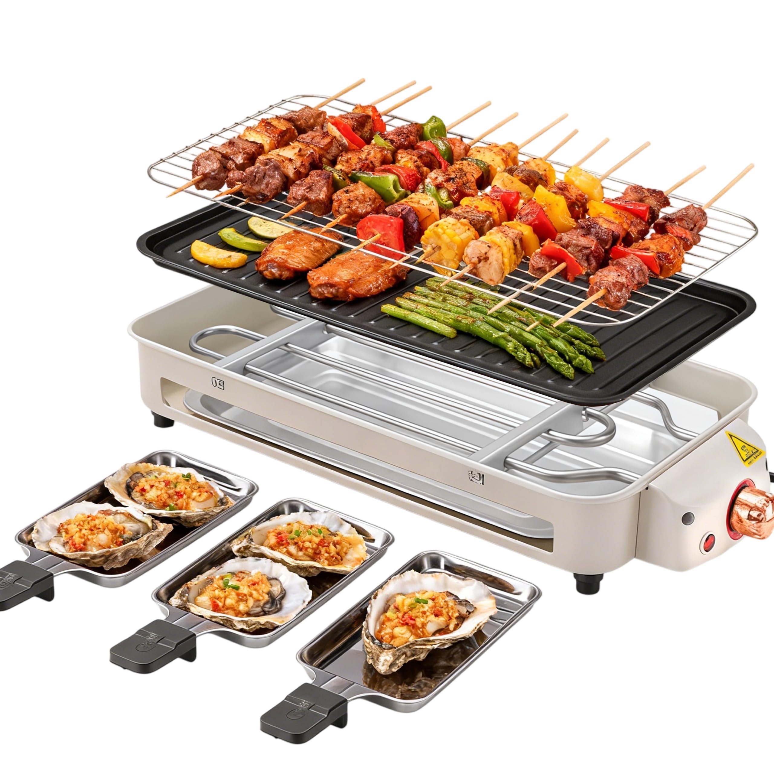 Elektrischer Hot Pot Grill 2 in 1, 1700W Elektrisch Korean Barbeque mit 2 unabhängiger Temperaturregelung, Multifunktion Elektrische Grill Hot Pot für Familie, Freunde und Party, für 5-8 Personen