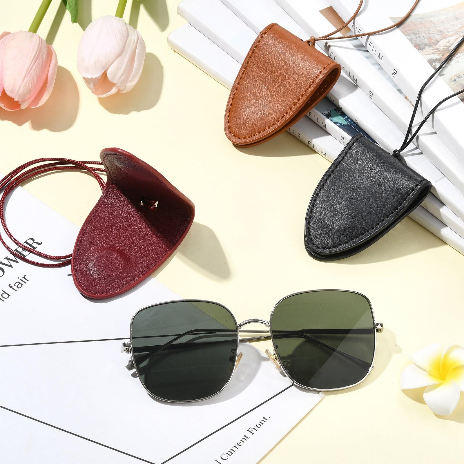 Skórzane okulary przeciwsłoneczne klucz Bluetooth przenośne torby ochronne woreczki etui do zawieszania brelok do przechowywania organizacji