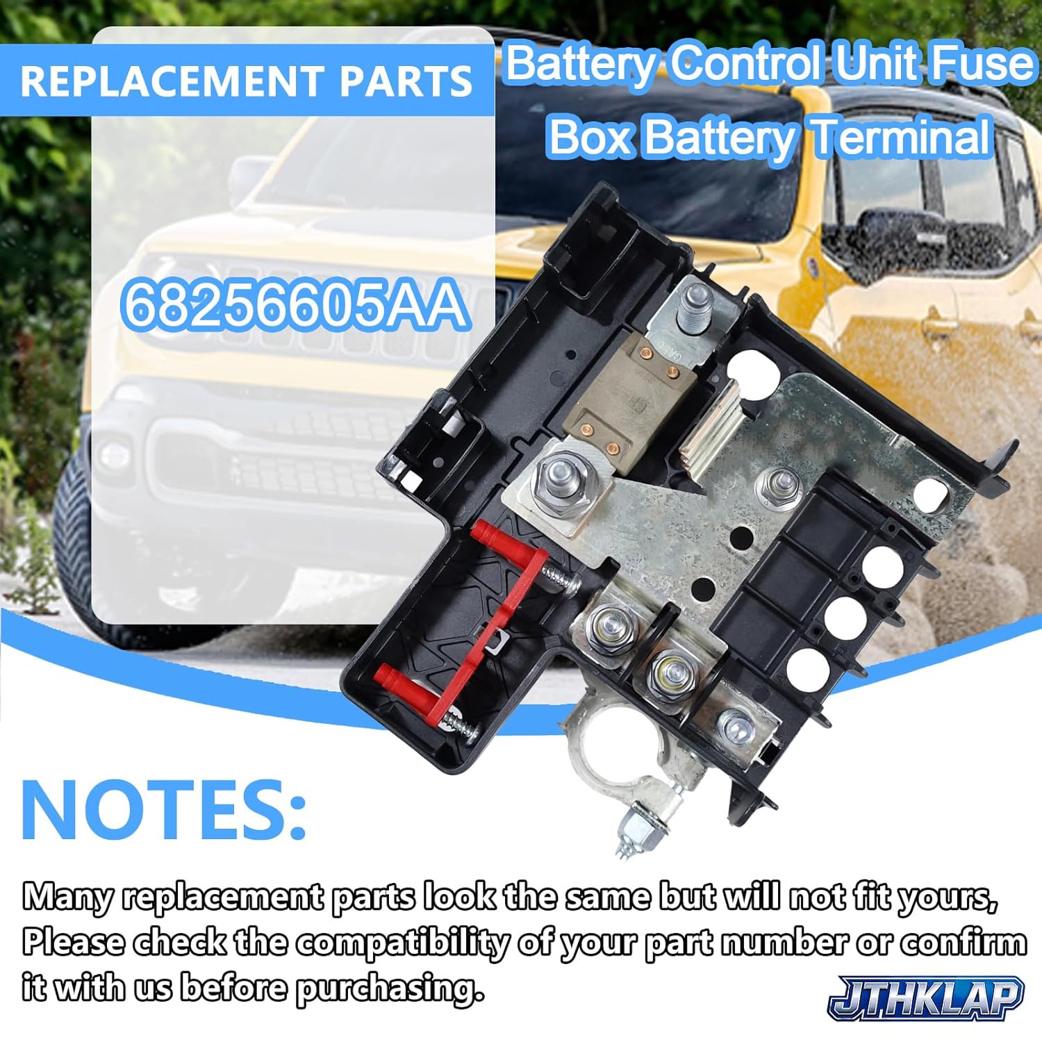 68256605AA Battery Control Unit Fuse Box Battery Terminal Compatible with Jeep Renegade 2015-2020 & Fiat 500X 2016-2018 Replace 68256605AA Battery Stabilization Control Module