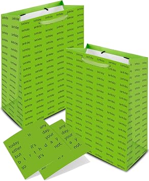HOMEZZO Brat Birthday Decorations - 2 PCS Brat Themed Gift Bag with Card, Lime Green Gift Bag for Birthday, Bridal Shower, Bachelorette Party Decor