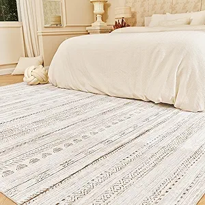 9x12 Area Rugs for Living Room Machine Washable Rug Distressed Indoor Carpet Neutral Moroccan Boho Rug Ultra Soft Area Rug for Bedroom Dining Room Playroom Office
