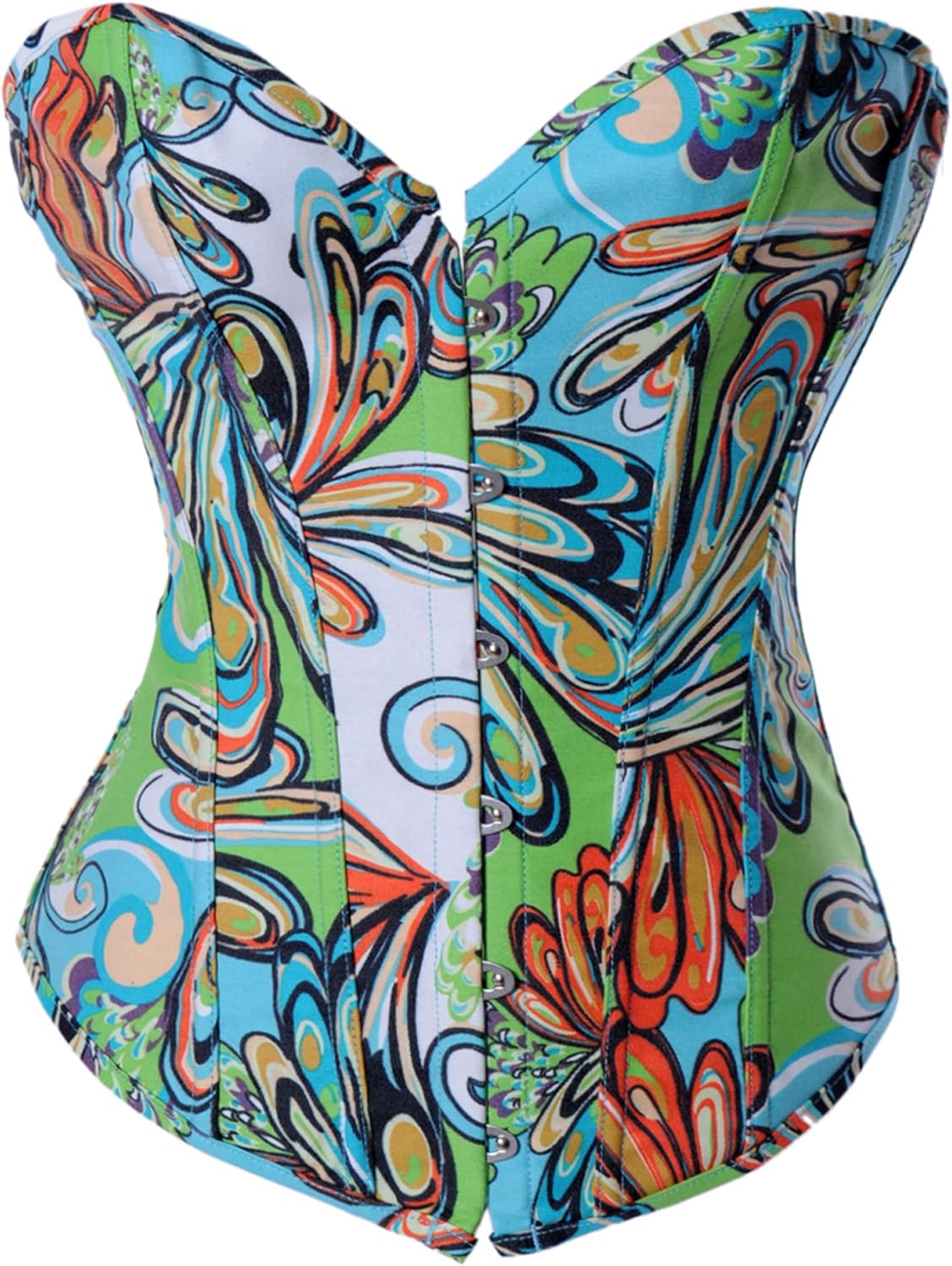 Alivila.Y Fashion - Corsé de mezclilla para mujer con diseño vintage floral, sobre el busto, corsé estilo bustier