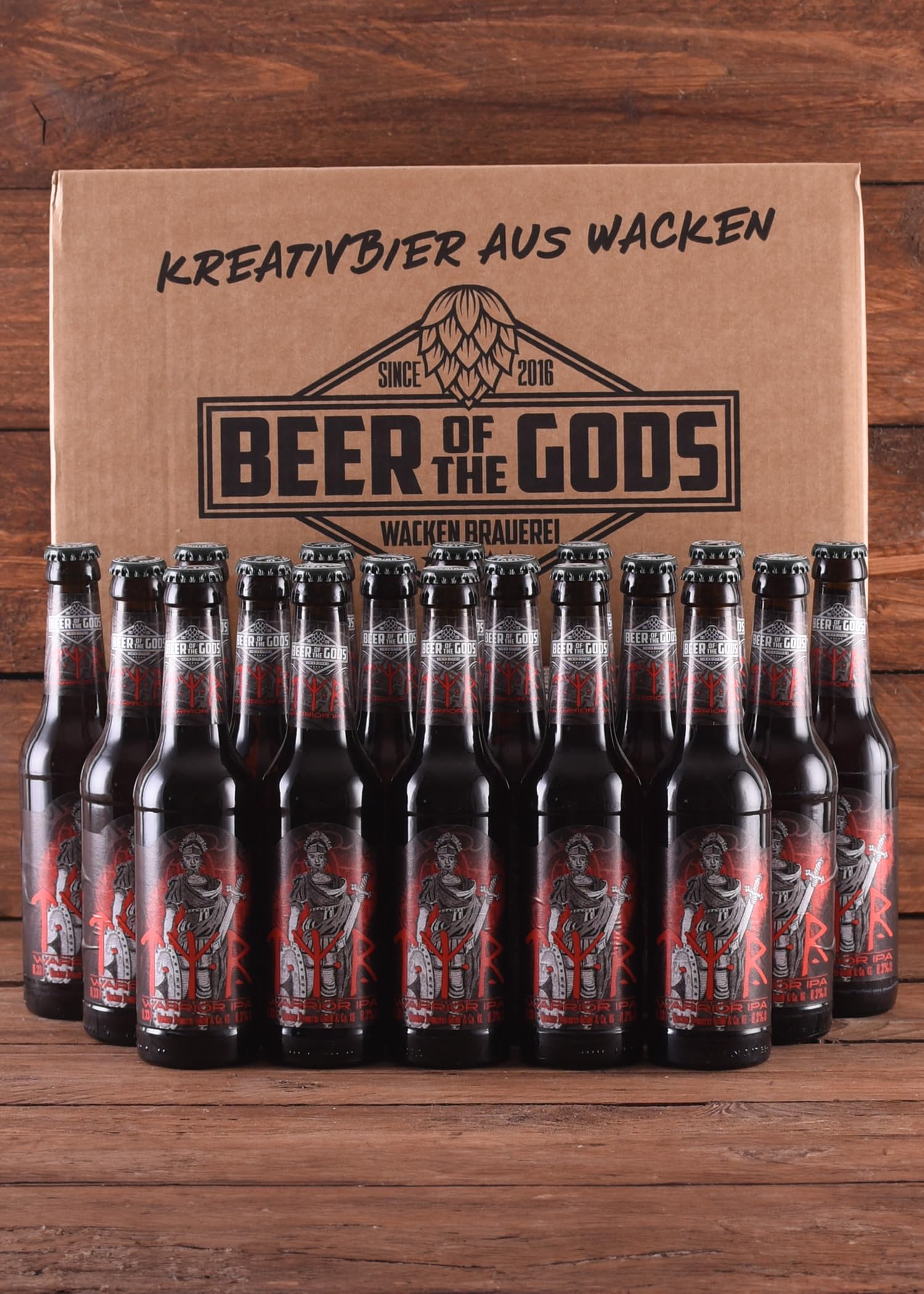 Wacken Brauerei Tyr - Pack de cervezas caseras - 20 botellas de 0,33 l de cerveza IPA de los guerreros - La cerveza de los dioses - Ganadora del World Beer Award