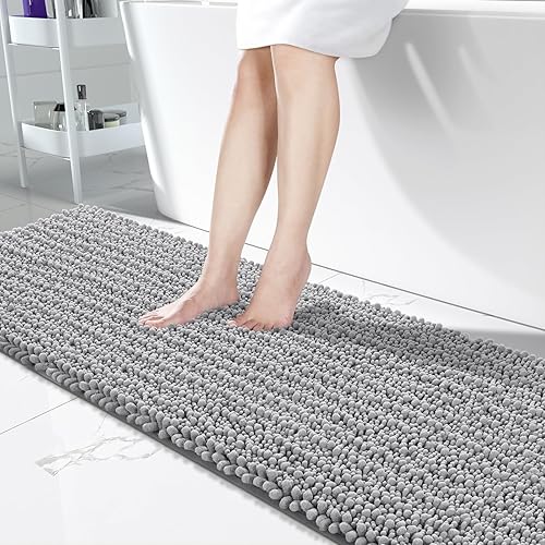 Miniatura 100 de Yimobra Alfombras de baño grandes antideslizantes lavables de 36 x 24 pulgadas, tapete de baño de chenilla ultra suave y absorbente, alfombra de