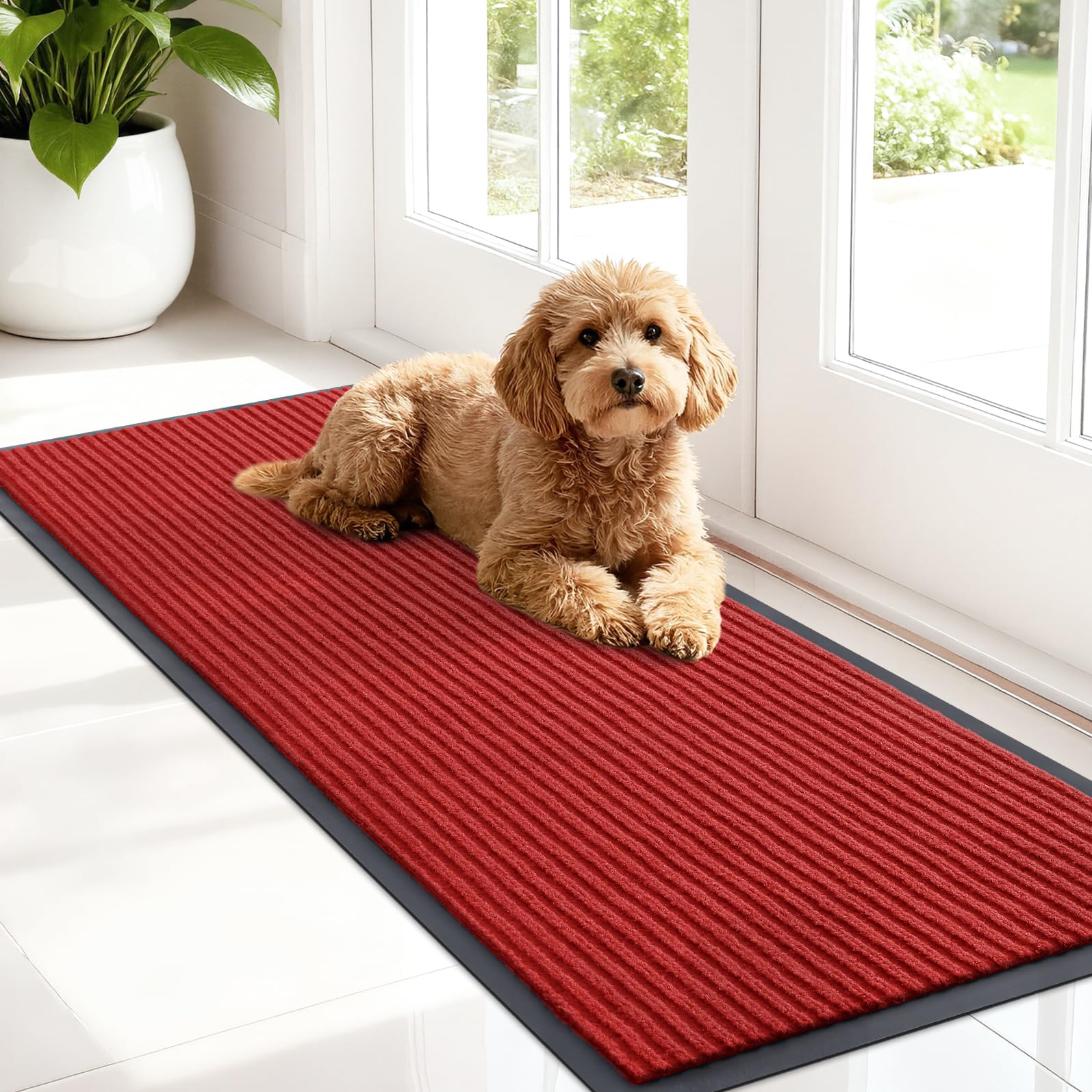 OLANLY Front Door Mat Indoor Outdoor Entrance, Waterproof Heavy Duty Doormat, Fade Resistant, Low Profile, Easy Clean Patio Porch Welcome Floor Mats for Entry, 29.5x17, Beige — view 181