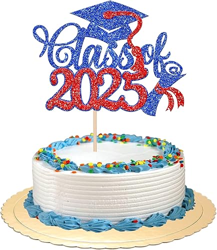 Rsstarxi 1 paquete de decoración de pastel de graduación 2023 con purpurina de felicitaciones clase de 2023, tapa de graduación, diploma para