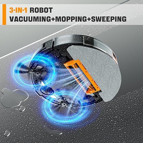 Miniatura 2 de XIEBro Combo de robot aspirador y trapeador, aspiradora robótica 3 en 1 con horario, aplicaciónBluetoothAlexa, succión máxima de 1600 Pa, aspiradora