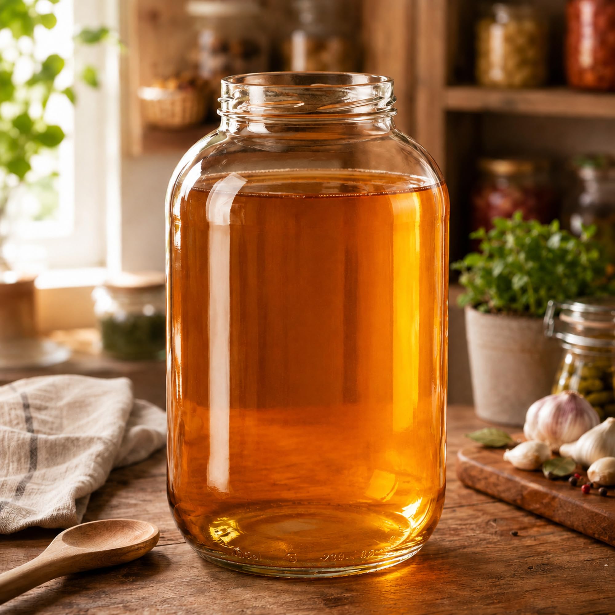KADAX Set di 8 Barattoli in Vetro 4L con Coperchio a Vite fi100mm, Vasi Ermetici Bocca Larga per Conserve, Sottaceti, Fermentazione, Kombucha, Kimchi, Cetrioli, Frutta (Dorato)