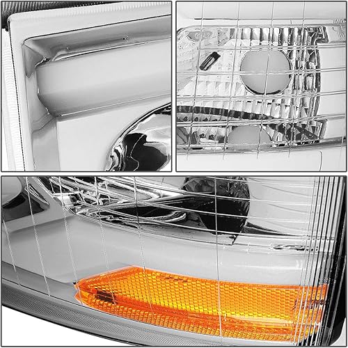 Miniatura 4 de DNA MOTORING HL-HPL-CSIL07-G2-CH-AM - Faro delantero de doble proyector LED DRL compatible con Chevy Silverado 2007-2014, cromo/ámbar