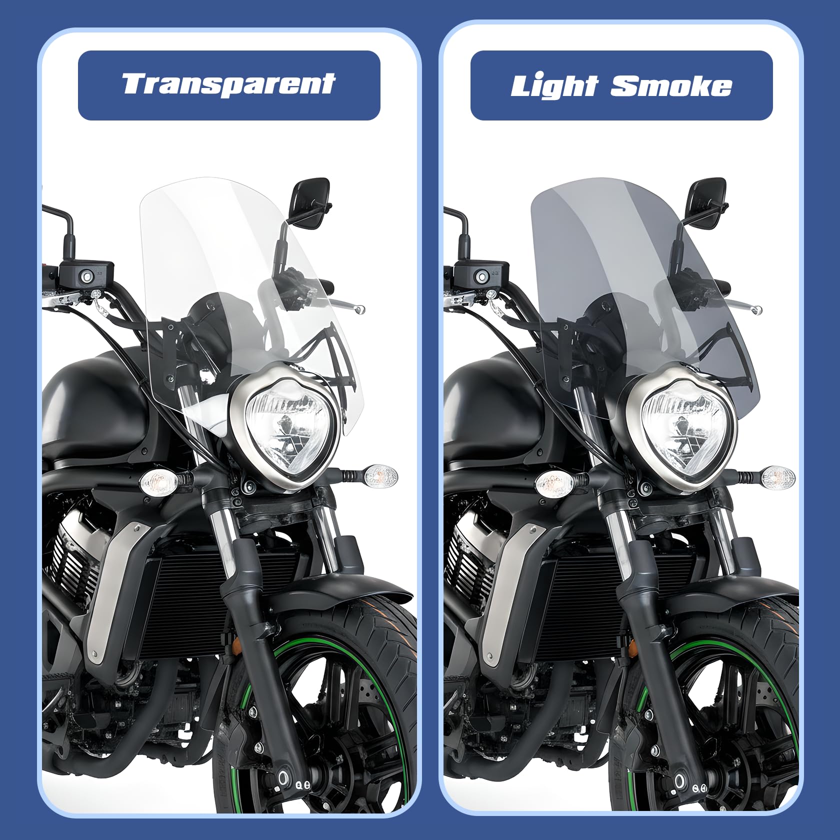 XX eCommerce motocicleta Parabrisas flujo de aire deflector de viento kit de carenado delantero compatible con K-awasaki Vulcan S650 VN650 EN650 S 650 VN EN650 2015-2022 16 17 18 19 20 21(humo ligero)