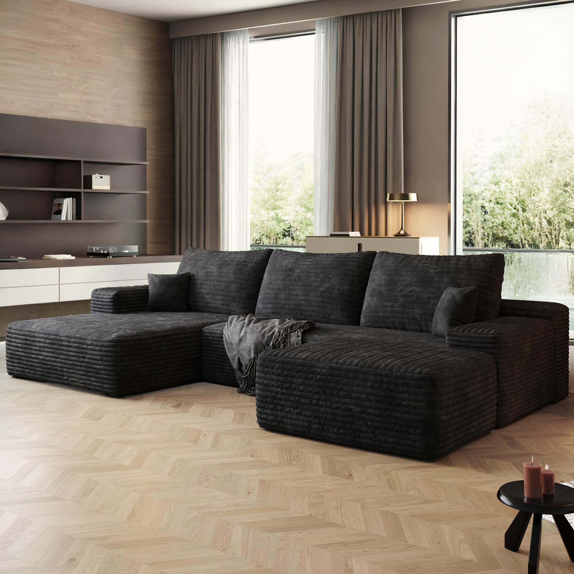 96" Sectional Couches for Living Room Cloud Couch Sofa with L-Shape Upholstered Boneless Couchs Modern Modular Sectional Couch with Chaise