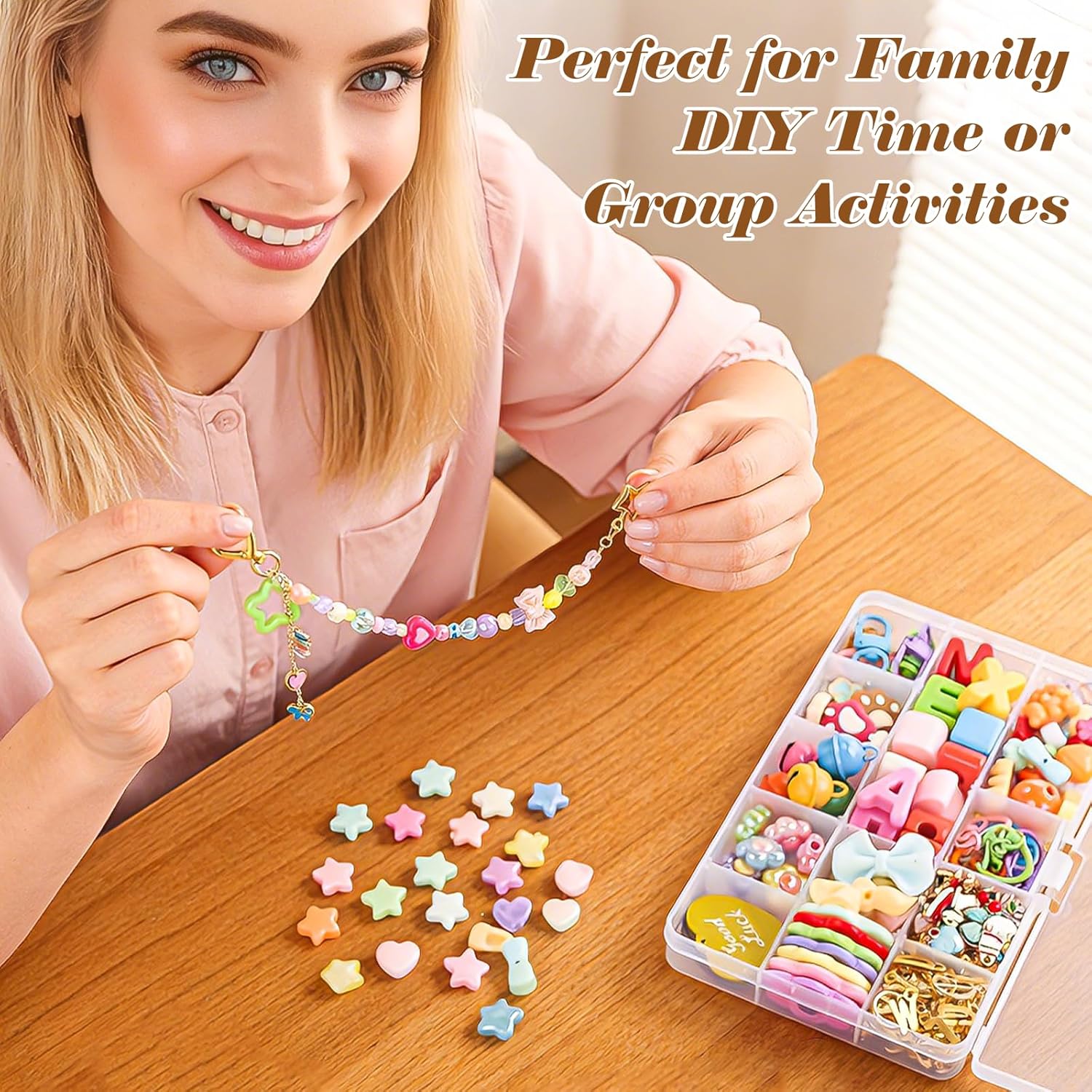 Ecoofor 561 Pcs Keychain Making Kit - Includes 30 Keychain Clips, 40 Extender Chains, 178 Charms, Beading Accessories, Jewelry Pliers - DIY Bag Charms & Jewelry Craft Kit Supplies