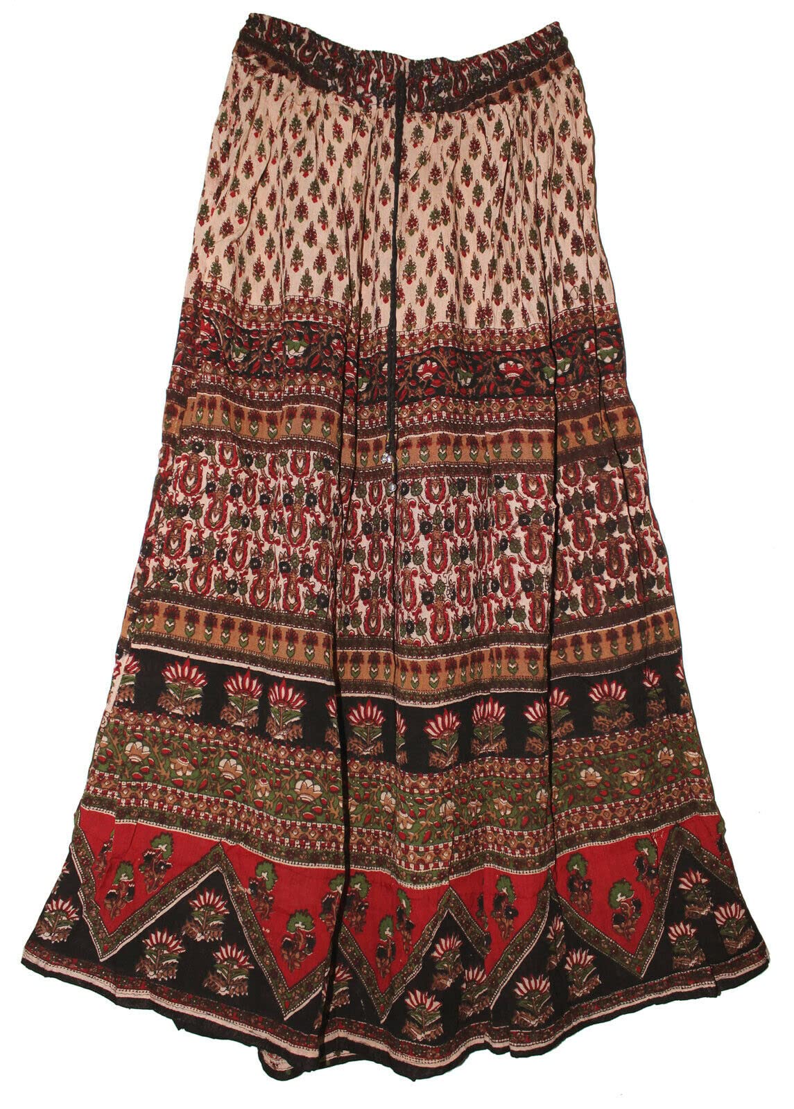 JNB Garments Rayon Crinkle Ethnic Indian Skirt for Women Hippy Gypsy Retro Boho Falda