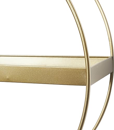 Miniatura 5 de Deco 79 Estante de pared redondo de metal con 5 estantes, 34 x 18 x 20 pulgadas, dorado