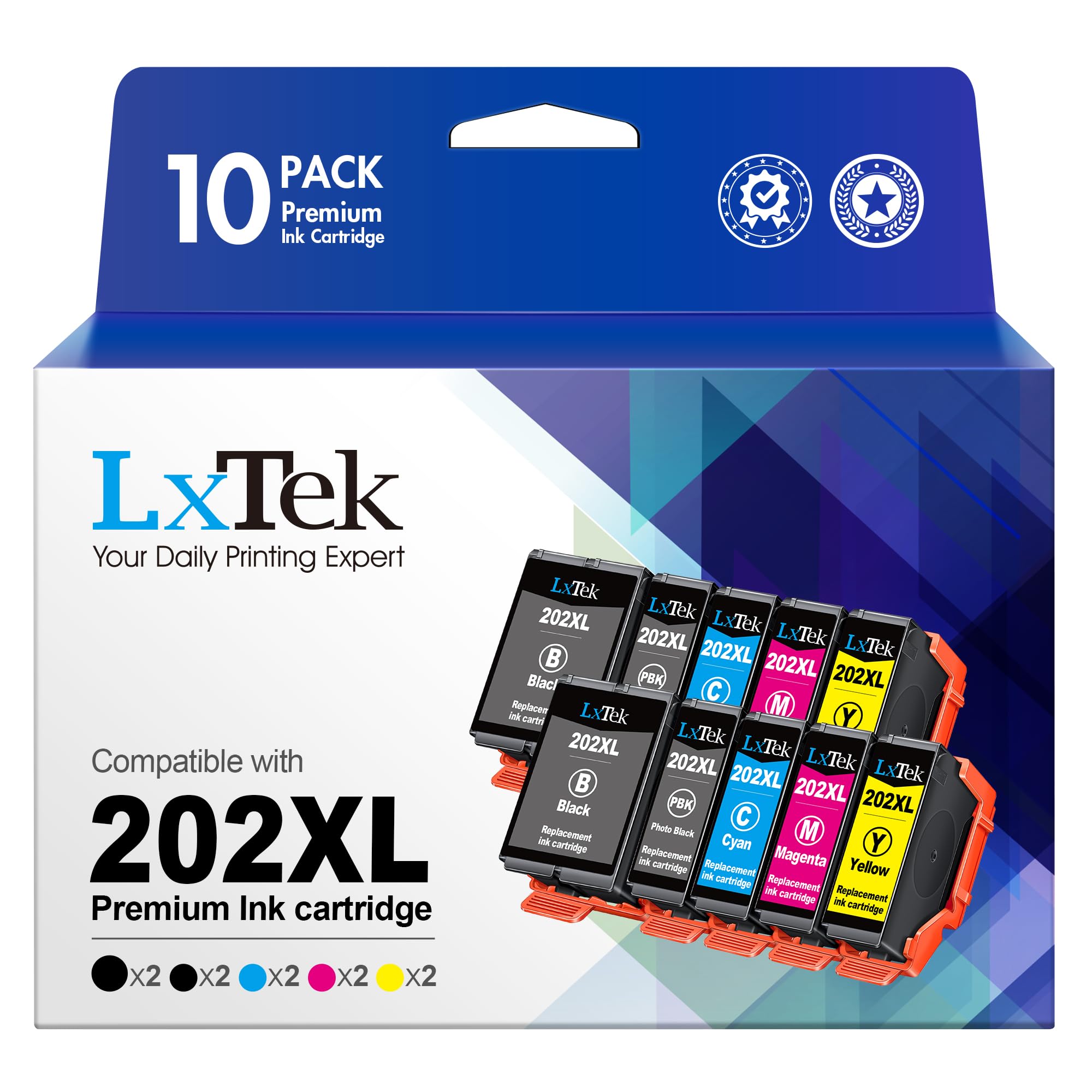 LxTek 202XL Multipack Druckerpatronen 202 XL Kompatibel für Epson 202XL für Epson XP 6105 Druckerpatronen für Expression Premium XP 6000 XP 6005 XP 6100 XP6000 XP6105 XP6005 (10er-Pack)