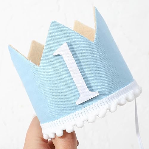 Miniatura 6 de WAOUH Corona de primer cumpleaños para decoración de fiesta, sombrero de primer cumpleaños para bebés niños o niñas, baby showers, accesorios de