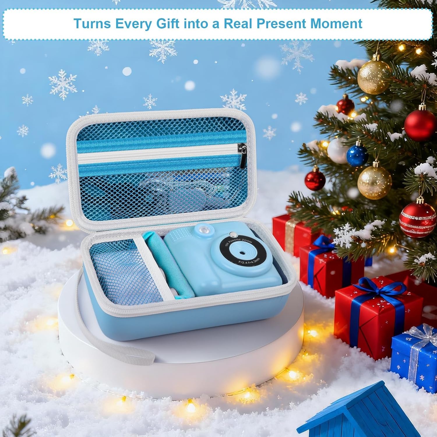 Case Compatible with ESOXOFFORE for Dylanto for Anchioo for WEEFUN for GKTZ for Amzelas for Mafiti Instant Print Camera for Kids, Film Camera Storage Holder Organizer Bag (Box Only)- Blue - Image 3