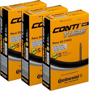 Continental Race 28 700 x 20-25c Bike Inner Tubes Pack of 3 - Presta 60mm Long Valve