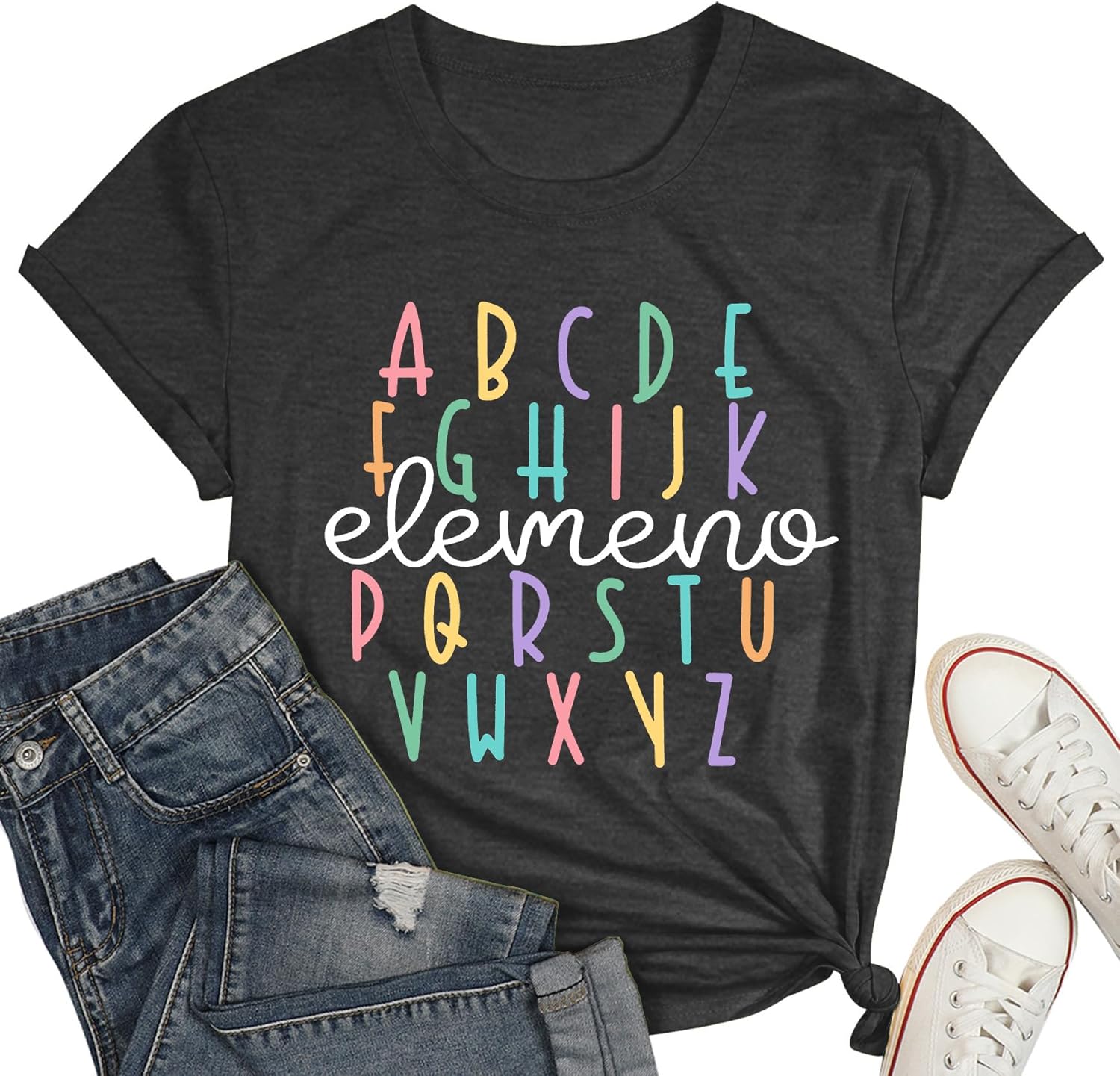 Plus Size Teacher Shirt Women Teaching Tshirt ABC Alphabet Graphic Tee Tops Teachers Gift T-Shirt - Image 5