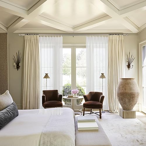 Miniatura 5 de Barras de cortina dobles de 1 pulgada de 36 a 72 pulgadas, barra telescópica ajustable para cortinas de ventana, barras de cortina dobles