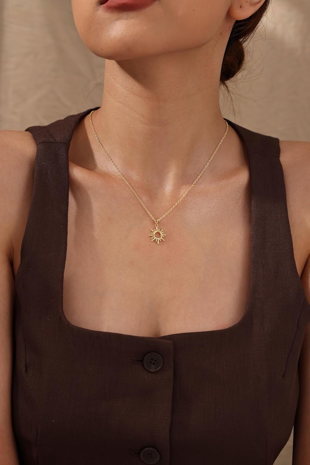 CHESKY Layered Necklaces for Women Trendy, Dainty 14k Gold Plated Pendant Necklace Layering Necklace for Women Non Tarnish Hypoallergenic Sun Gold Necklace Stack Gold Jewelry for Women Gifts - Image 4